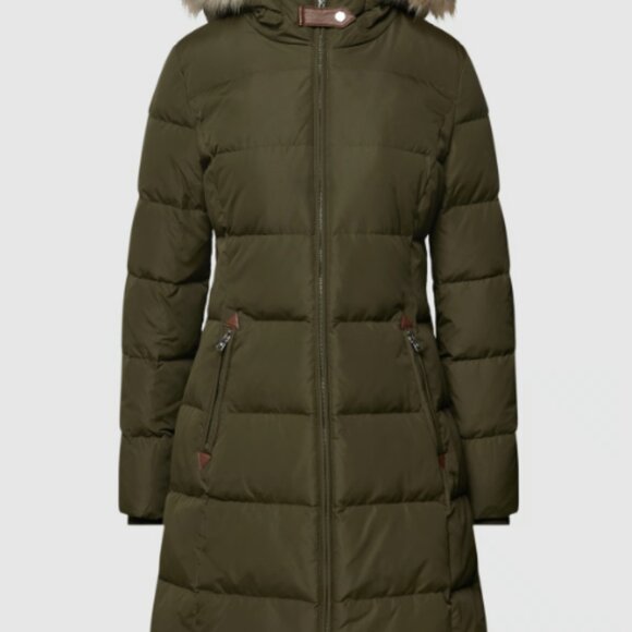 NWT Ralph Lauren women's Faux-Fur-Trim Hooded Down Puffer Coat - Olive Size PL - Picture 2 of 14